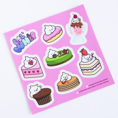 Adorable dessert sticker sheet with whip cream character
