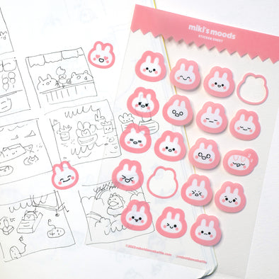 Miki The Bunny Moods Sticker Sheet