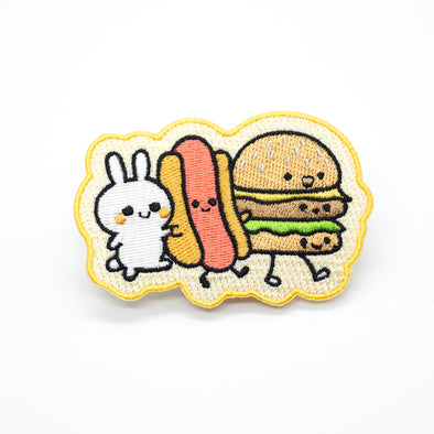 Miki the bunny with hot dog and burger Iron on patch