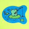 Fishing Frog Sticker
