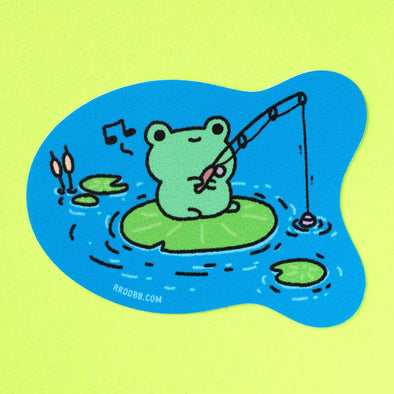 Fishing Frog Sticker