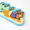 Frog and Bunny Sand Castle Summer Vinyl Sticker