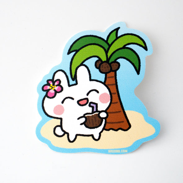 Bunny Coconut Drink Summer Vinyl Sticker