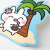 Bunny Coconut Drink Summer Vinyl Sticker