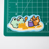 Frog and Bunny Sand Castle Summer Vinyl Sticker