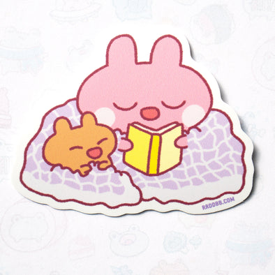 Bunny Cozy Reading Vinyl Sticker
