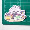 Bunny Cozy Art Day Vinyl Sticker