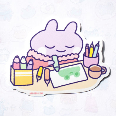 Bunny Cozy Art Day Vinyl Sticker