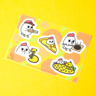 Grumpy Chicken Pizza Sticker Sheet