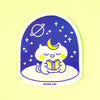 Reading Magical Cat Holographic Sticker