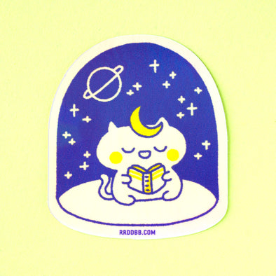 Reading Magical Cat Holographic Sticker