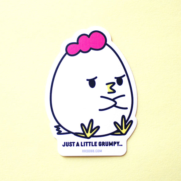 Sitting Grumpy Chicken Sticker