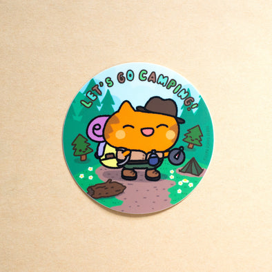 Let's Go Camping Cat Sticker