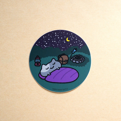 Sleeping Camping Cat Sticker