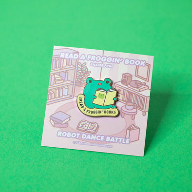 Read A Froggin' Book Enamel Pin