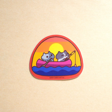 Fishing In Canoe Cat Sticker