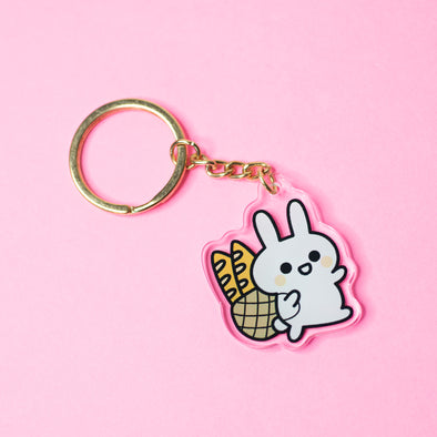 Bunny With Bread Acrylic Keychain