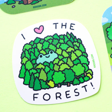 I Love The Forest Frog Vinyl Sticker