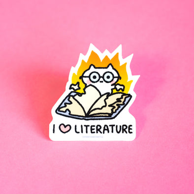 I Love Literature Cat Sticker