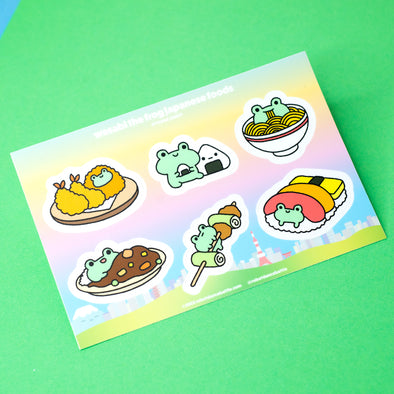 Wasabi The Frog Japanese Foods Sticker Sheet