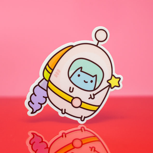 Commander Kitty Space Suit Sticker