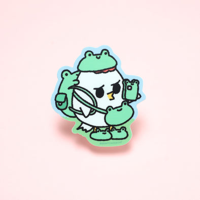 Grumpy Chicken Frog Outfit Sticker