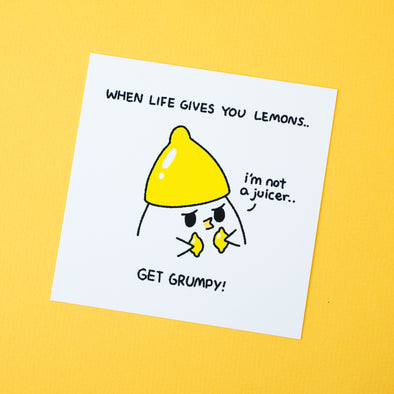 Grumpy Chicken Art Print – Lemon