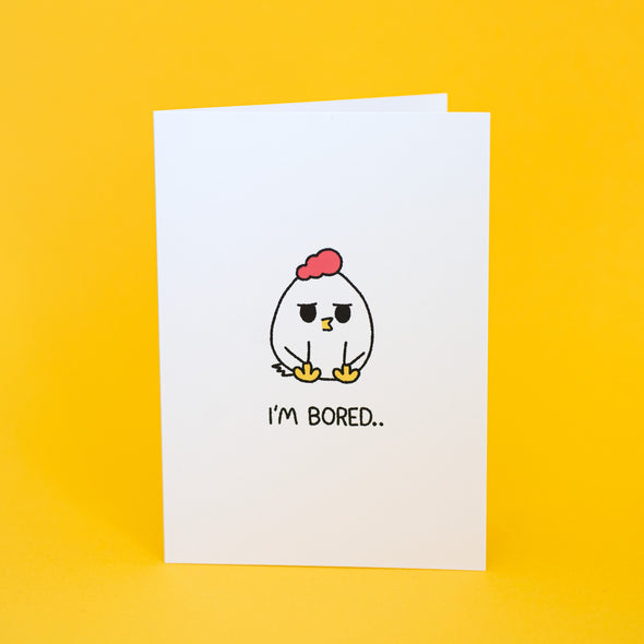 Grumpy Chicken "I'm Bored" Greeting Cards
