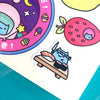 cat sticker set with a cat making sushi
