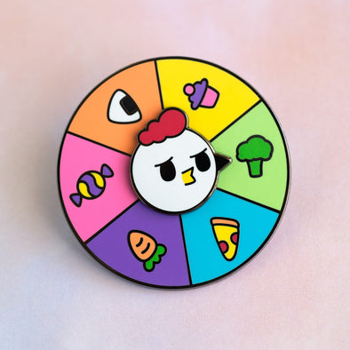 Grumpy Chicken Food Picker Spinner Enamel Pin