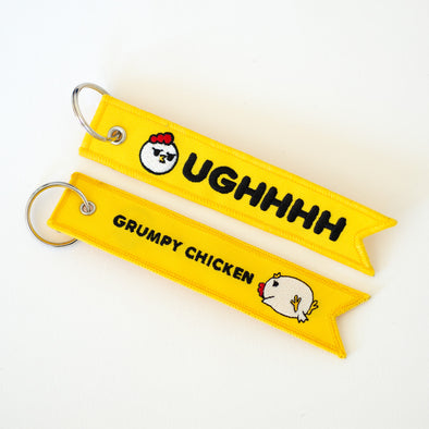Grumpy Chicken UGHHHH Jet Tag Keychain