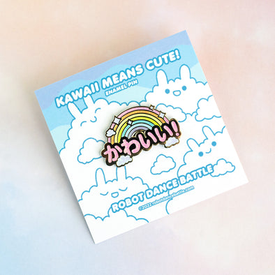 Kawaii Rainbow Enamel Pin - Glitter Edition