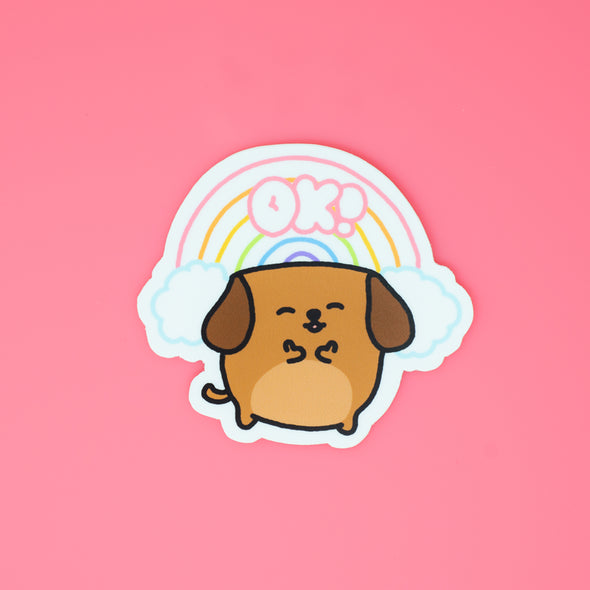 Mocha Doggo Sticker - Everything is OK!