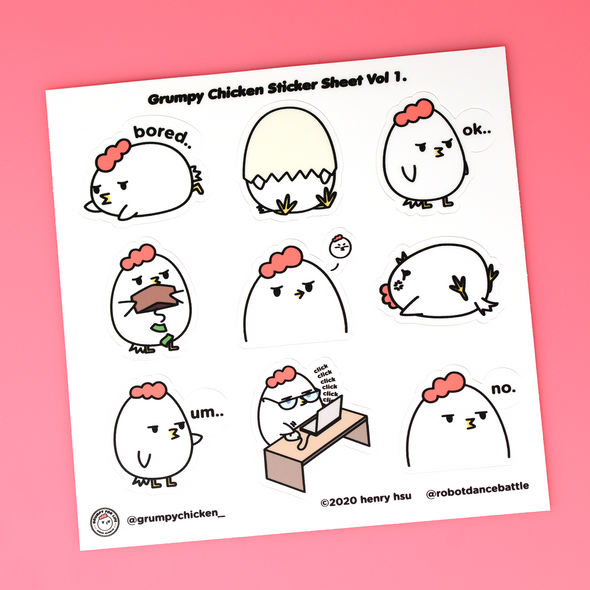 Grumpy Chicken Sticker Sheet Vol.1