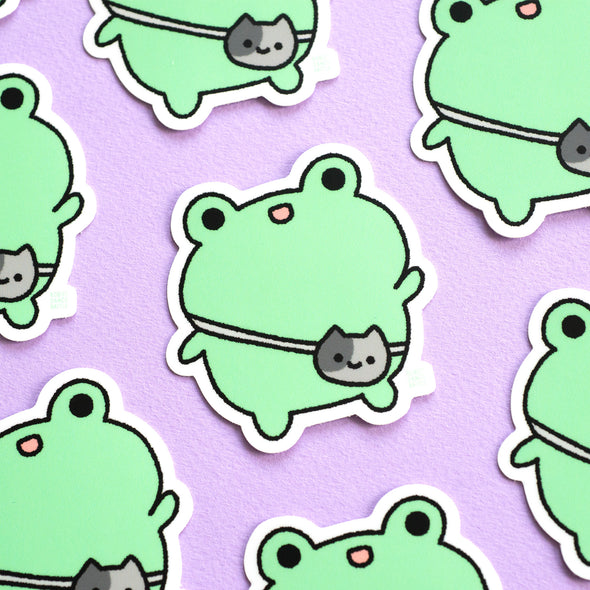 Wasabi the Frog with Cat Bag Sticker