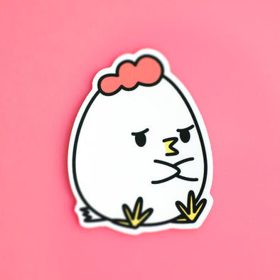 Sitting Grumpy Chicken Sticker