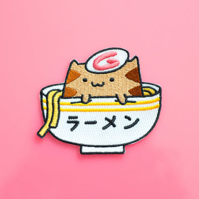 Ohayo Neko - Ramen Cat Iron on patch