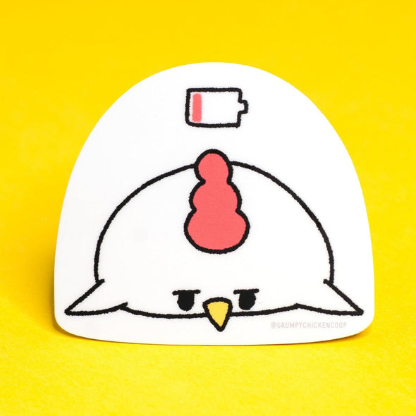 Grumpy Chicken Low Battery Sticker