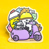 Grumpy Chicken Scooter and Cats Sticker