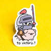 Grumpy Chicken Heroic Knight Sticker