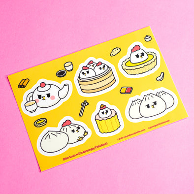 Grumpy Chicken Dimsum Sticker Sheet