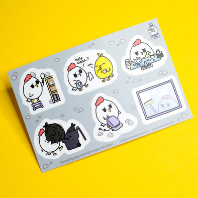 Grumpy Chicken Cleaning Day Sticker Sheet