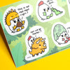 Grumpy Chicken Dinoland Sticker Sheet