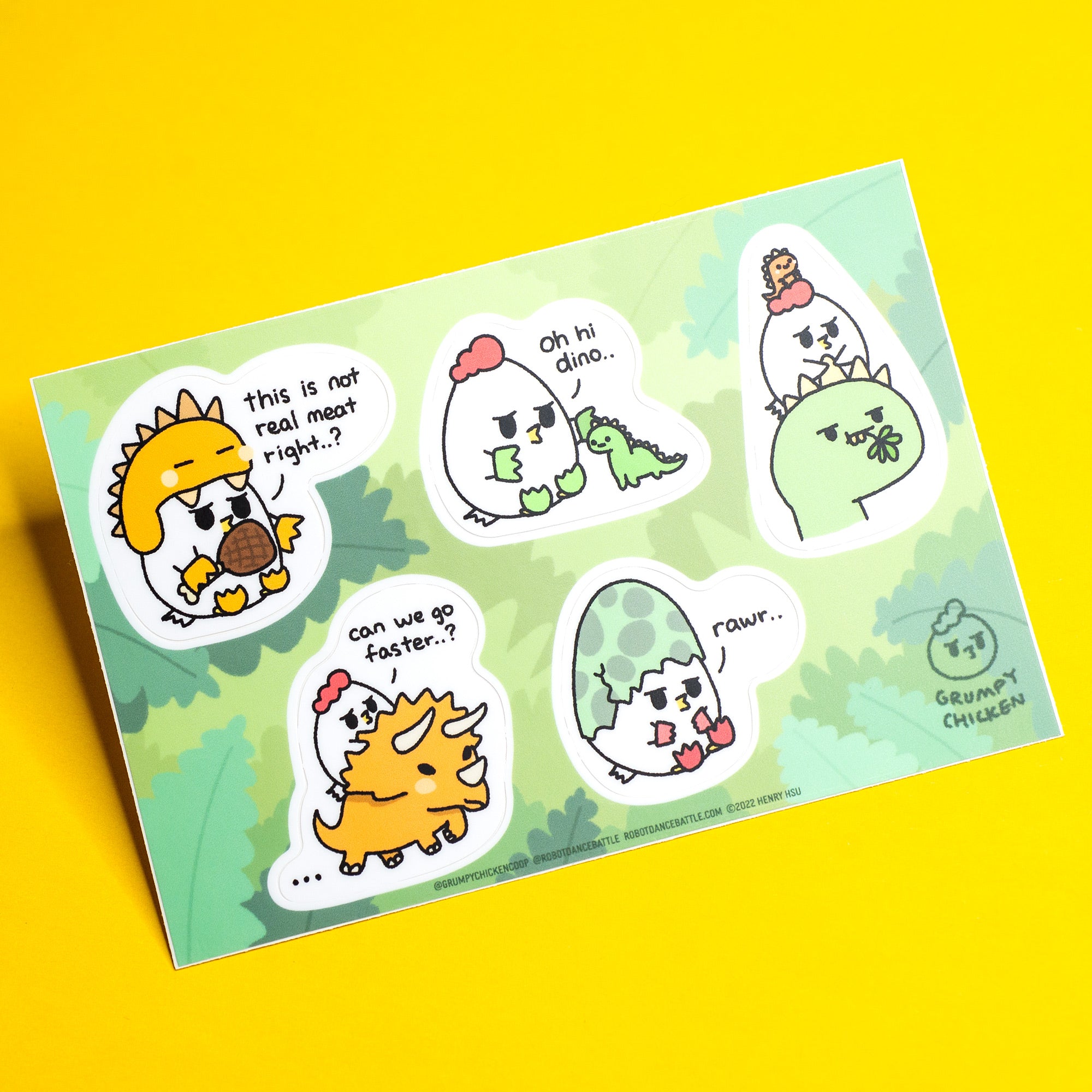 Grumpy Chicken Dinoland Sticker Sheet Robot Dance Battle grumpy-chicken-dinoland-sticker-sheet-robot-dance-battle