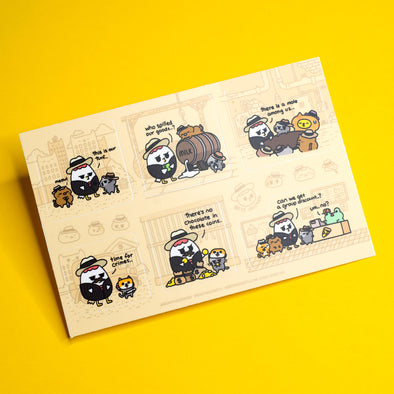 Grumpy Chicken Cat Gang Sticker Sheet