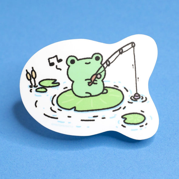 Fishing Frog Sticker