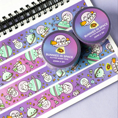 Space Bunny Glitter Washi Tape